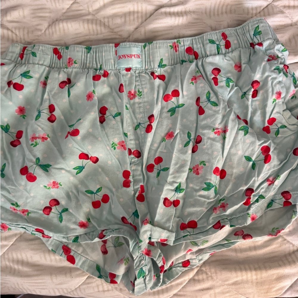 Joyspun Women's Cherry Print Pajama Shorts - Green